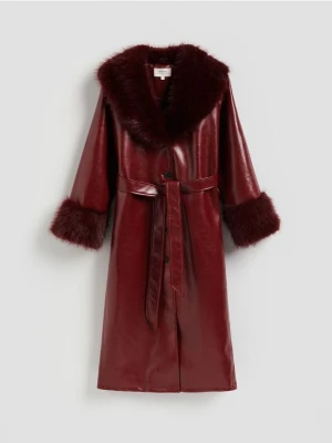 Reserved - Płaszcz z imitacji skóry - burgundowy
