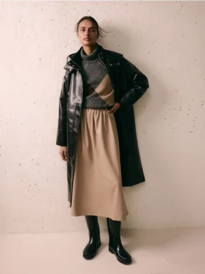 Reserved - Płaszcz z imitacji skóry - czarny