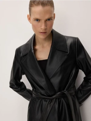 Reserved - Płaszcz z imitacji skóry - czarny