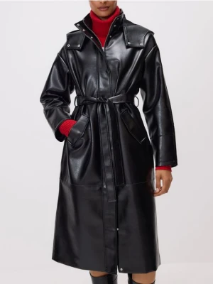 Reserved - Płaszcz z imitacji skóry - czarny