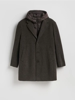 Reserved - Płaszcz z kapturem - ciemnobrązowy