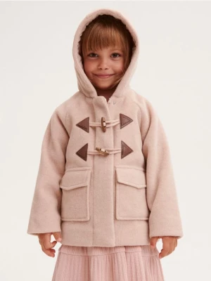 Reserved - Płaszcz z kapturem - kremowy