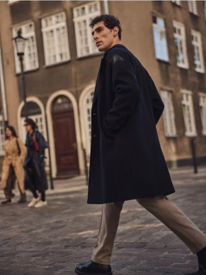 Reserved - Płaszcz z kołnierzem - czarny