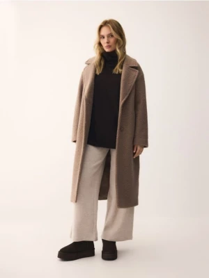 Reserved - Płaszcz z tkaniny boucle - brązowy