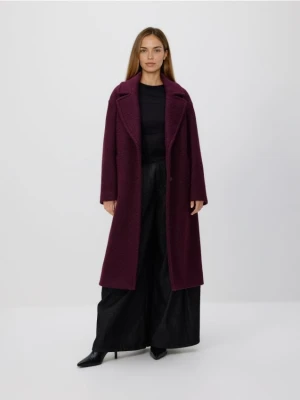 Reserved - Płaszcz z tkaniny boucle - burgundowy