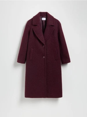 Reserved - Płaszcz z tkaniny boucle - burgundowy