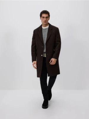 Reserved - Płaszcz z wełną - ciemnobrązowy