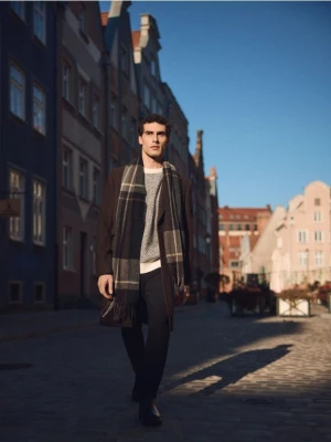 Reserved - Płaszcz z wełną - ciemnobrązowy