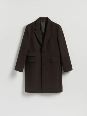 Reserved - Płaszcz z wełną - ciemnobrązowy