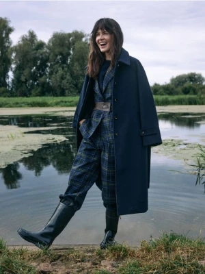 Reserved - Płaszcz z wełną - granatowy