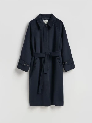 Reserved - Płaszcz z wełną - granatowy