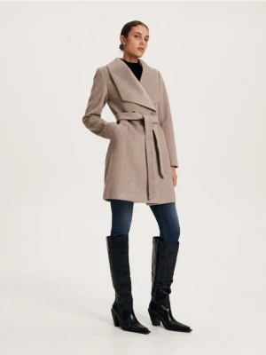 Reserved - Płaszcz z wiązaniem - brązowy