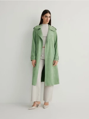 Reserved - Płaszcz z wiązaniem - zielony
