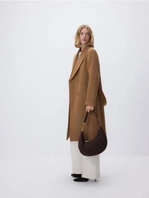 Reserved - Płaszcz z wiązanym paskiem - beżowy