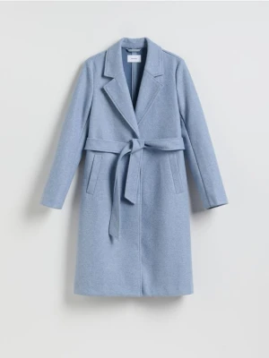 Reserved - Płaszcz z wiązanym paskiem - jasnoniebieski