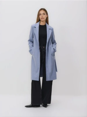 Reserved - Płaszcz z wiązanym paskiem - jasnoniebieski