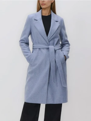 Reserved - Płaszcz z wiązanym paskiem - jasnoniebieski