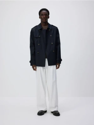Reserved - Płaszcz z wodoodpornej tkaniny - granatowy