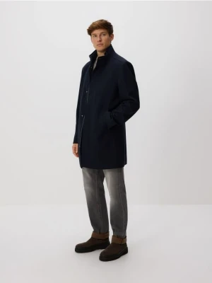Reserved - Płaszcz ze stójką - granatowy