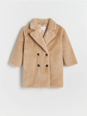 Zdjęcie produktu Reserved - Płaszcz ze sztucznego futerka - beżowy