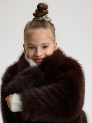 Reserved - Płaszcz ze sztucznego futerka - ciemnobrązowy