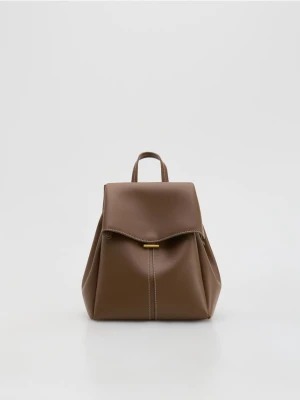 Reserved - Plecak z imitacji skóry - beżowy