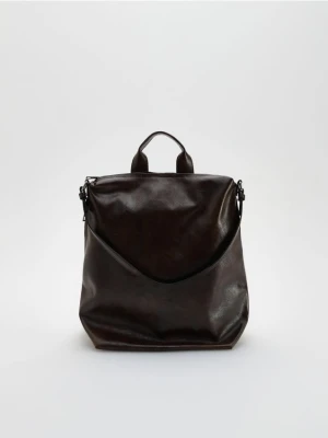 Reserved - Plecak z imitacji skóry - brązowy