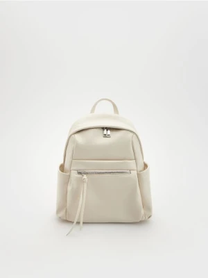 Reserved - Plecak z imitacji skóry - złamana biel