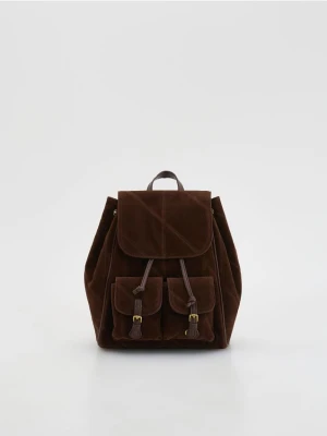 Reserved - Plecak z imitacji zamszu - brązowy