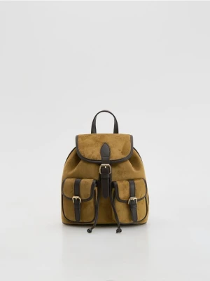 Reserved - Plecak z imitacji zamszu - warm olive