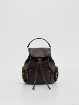 Reserved - Plecak z kieszeniami - ciemnobrązowy