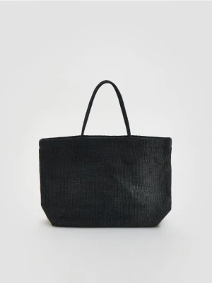 Reserved - Pleciona torebka handmade - czarny