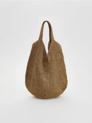 Reserved - Pleciona torebka hobo - beżowy