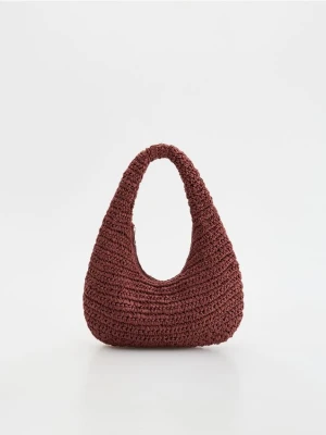 Reserved - Pleciona torebka hobo - bordowy