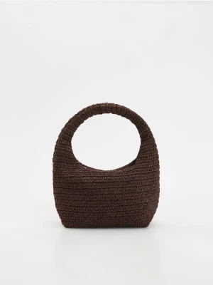 Reserved - Pleciona torebka hobo - ciemnobrązowy