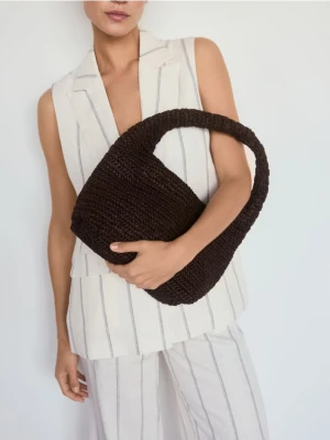 Reserved - Pleciona torebka hobo - ciemnobrązowy