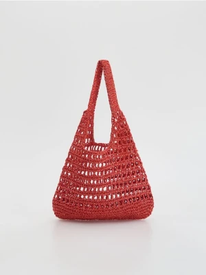 Reserved - Pleciona torebka hobo - czerwony