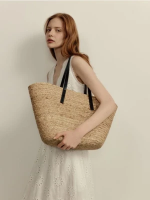 Reserved - Pleciona torebka koszyk - czarny