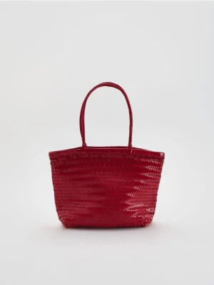 Reserved - Pleciona torebka koszyk - czerwony