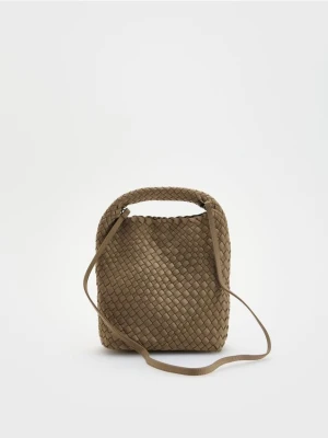 Reserved - Pleciona torebka koszyk - jasny zielony