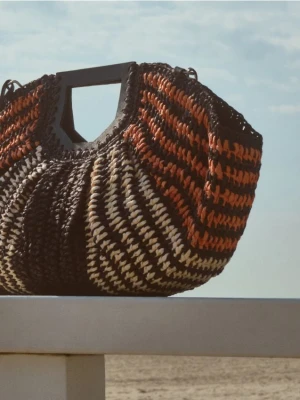 Reserved - Pleciona torebka koszyk - wielobarwny