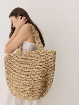 Reserved - Pleciona torebka shopper - beżowy