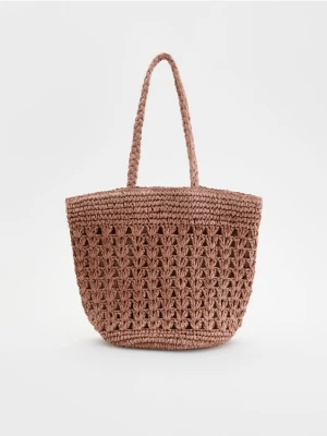 Reserved - Pleciona torebka shopper - brudny róż