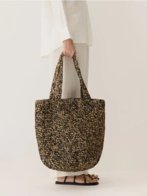 Reserved - Pleciona torebka shopper - czarny