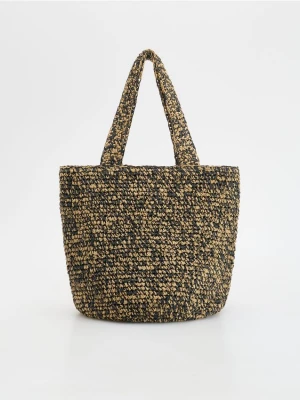 Reserved - Pleciona torebka shopper - czarny