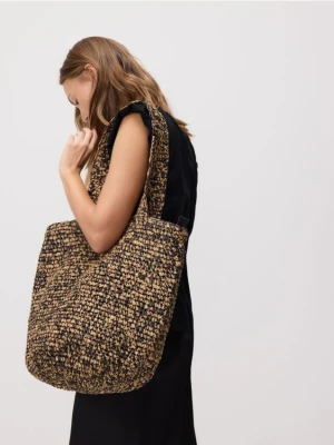 Reserved - Pleciona torebka shopper - czarny