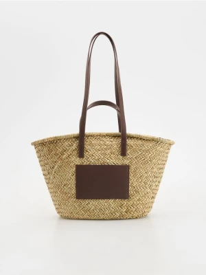 Reserved - Pleciona torebka shopper - kremowy