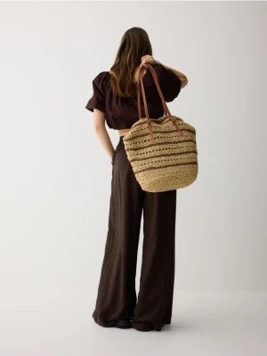 Reserved - Pleciona torebka shopper - wielobarwny