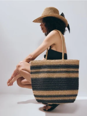 Reserved - Pleciona torebka shopper - wielobarwny