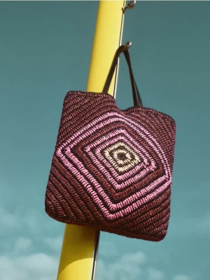 Reserved - Pleciona torebka shopper - wielobarwny